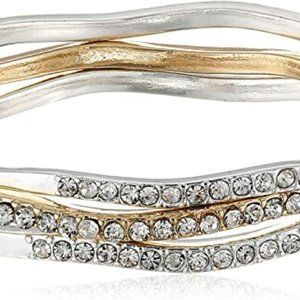 Napier Two-Tone and Crystal Pave Bangle Bracelet